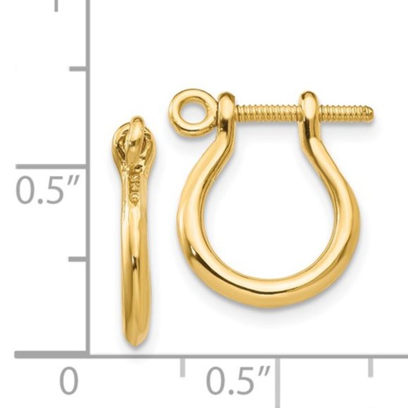 10k Yellow Gold 3-D Nautical Anchor Shackle Link Screw Earrings, 1mm screw Post - Picture 4 of 4
